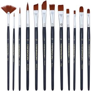 مجموعة فرش طلاء احترافية مكونة من 12 قطعة من ترانسون لطلاء الوجه بألوان مائية من الأكريليك وحبر الغواش والصخور الحرفية in Kuwait