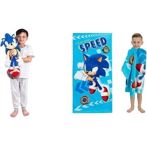Franco Sonic The Hedgehog Super Soft Plush Cuddle Buddy and Beach Towel Bundle in Kuwait