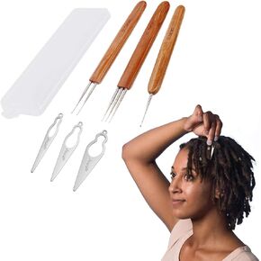 6 قطع من ملحقات AlyBoto Dreadlock، خطاف كروشيه Dreadlock، أداة قفل الشعر، إبر الكروشيه للشعر، مجموعة كروشيه Dreadlock، مقبض من الخيزران، مجموعة كروشيه (6 قطع) in Kuwait