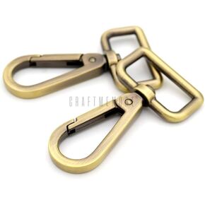 CRAFTMEMORE 2PCS 1 Inch Push Gate Snap Hooks Metal Swivel Lobster Claw Clasp Purse Hardware SC21 (Brushed Brass)