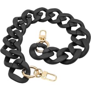 Piutouyar Black Purse Strap, Acrylic Handbag Chain, Fashion Purse Strap, Short Handle Bag Luxury Handbag Strap, Purse Handle Replacement for Handbag Craft Bag（16 inch）