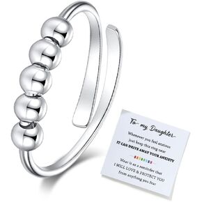 جن اكس ان خاتم فيدجيت تو ماي ابنت، خاتم فيدجيت لتخفيف القلق للنساء، خاتم قابل للتعديل لتخفيف القلق بالوان قوس قزح، هدايا مجوهرات in Kuwait