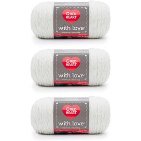 Red Heart with Love Eggshell Yarn - 3 Pack of 198g/7oz - Acrylic - 4 Medium (Worsted) - 370 Yards - Knitting/Crochet