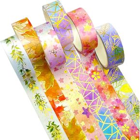 مجموعة شريط واشي للزينة من هيليلايف - 6 بكرات من شرائط واشي المعدنية الذهبية الوردية لكتاب القصاصات والمجلات الرصاصية والمخطمين والبطاقات وتغليف الهدايا والفنون والحرف (عرض 15 مم) in Kuwait