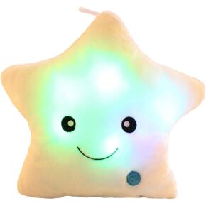 LED Twinkle Star Shaped Plush Pillow, Creative Night Light Glowing Cushions Plush Stuffed Toys Gifts for Kids, Decoration (Blue)