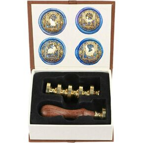 Wax Seal Stamp kit, ANBOSE Starry Animal Wax Seal Stamp Set with 4 PCS Removable Brass Heads and 1 Wooden Handle, Mermaid Peacock Dragon Hummingbird Sealing Wax Stamp for Letter Cards Invitations