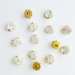 Greatdeal68 3mm to 8mm Glass Rhinestone Sew-on Silver Settings with 4 Holes Crystal/Crystal AB/Color (3mm 100pcs, Crystal AB)