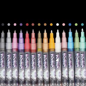 PINTAR Glitter Pens for Adults and Kids - Glitter Stylus Pens - Extra Fine 0.7mm Tip Paint Pens - Acrylic Glitter Markers - Acrylic Paint Pens for Rock Painting,Wood,Glass,Leather,Shoes - Pack of 14
