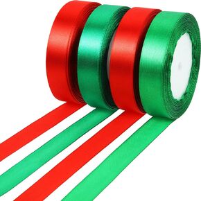 أشرطة عيد الميلاد بطول 100 ياردة، أشرطة تغليف هدايا عيد الميلاد، أشرطة من الساتان لتغليف الزفاف، إكليل القوس، حرفة يدوية (25 مم، أحمر) in Kuwait