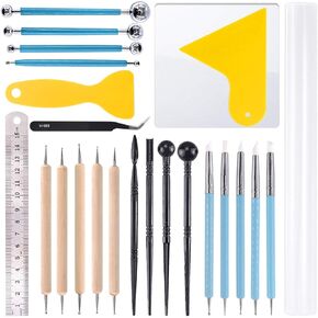 Rustark Polymer Clay Tools, 24 pcs Modeling Clay Sculpting Tools Include Rubber Tip Pens,Ball Stylus, Modeling Tools Pottery Tools for Pottery Sculpture, Rock Painting, Art Carving Embossing in Kuwait