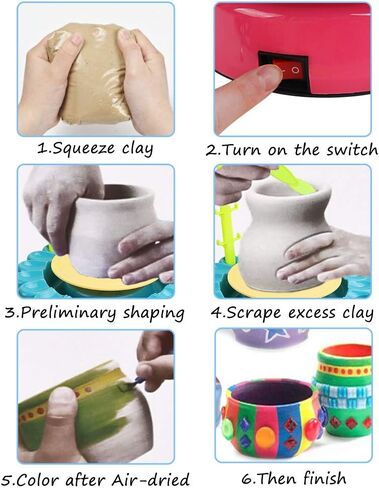 IAMGlobal Pottery Wheel, Sunflower Art Craft Kit, DIY Pottery Studio, Craft Activity, Artist Studio, Ceramic Machine with Air-Dry Clay, Educational Toy for Kids Beginners (Blue) in Kuwait