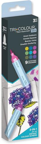 Spectrum Noir TriColour Brush Nib Watercolour Markers Colouring Pack of 3 - Unique 3-in-1 Blendable Colour Shade Effect - Colour Basics in Saudi Arabia