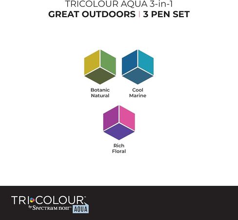 Spectrum Noir TriColour Brush Nib Watercolour Markers Colouring Pack of 3 - Unique 3-in-1 Blendable Colour Shade Effect - Colour Basics in Saudi Arabia