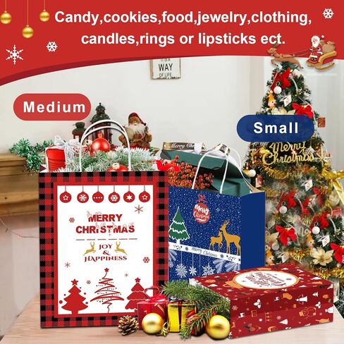 أكياس هدايا عيد الميلاد 24 قطعة من ANYGIFT بأحجام متنوعة وأكياس ورقية لعيد الميلاد بمقبض متين، وحقائب عيد الميلاد للهدايا، وحقائب هدايا عيد الميلاد، وحقائب هدايا عيد الميلاد، هدايا حفلات عيد الميلاد (8 كبيرة، 8 متوسطة، 8 صغيرة) l in Kuwait