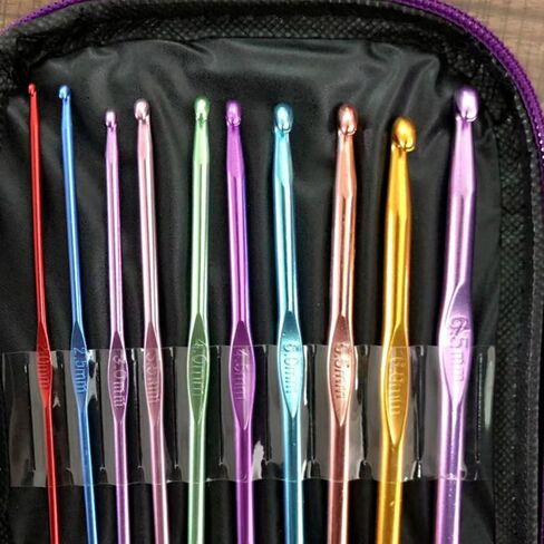 Ergonomic Crochet Kit for Beginners Adults : Crochet Ergonomic Soft Grip, Set of 22, Various Sizes, Knitting Kits for Beginners Adults. (Black) in Saudi Arabia