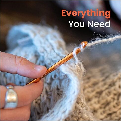 Ergonomic Crochet Kit for Beginners Adults : Crochet Ergonomic Soft Grip, Set of 22, Various Sizes, Knitting Kits for Beginners Adults. (Black) in Saudi Arabia