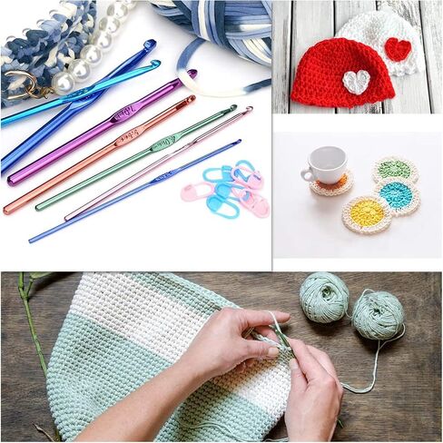 Ergonomic Crochet Kit for Beginners Adults : Crochet Ergonomic Soft Grip, Set of 22, Various Sizes, Knitting Kits for Beginners Adults. (Black) in Saudi Arabia