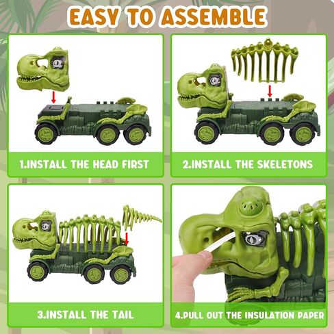 Dinosaur Truck Toys for Kids 3-5, T-Rex Transport Truck with 6 Dino Figures Toys, Dino Activity Play Mat, Dinosaur Truck Carrier Transport Car, Jurassic Dinosaur Play Set for Boys and Girls in Kuwait