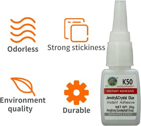 مجوهرات Guoelephant 20 جرام، غراء كريستالي، غراء للمجوهرات، كريستال، غراء فائق لاصق لجميع الأغراض، لاصق قوي على الفور لربط المجوهرات، كريستال، حرفة يدوية، زجاج، معدن in Kuwait