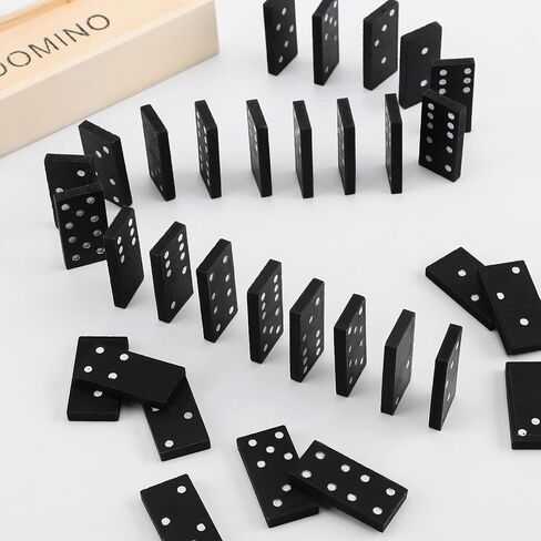 Deekin 50 حزمة صغيرة من الدومينو الخشبية مجموعة ألعاب لوحية صغيرة مزدوجة ستة لعبة دومينو مع علبة خشبية بلاط ألعاب كلاسيكية ألعاب تعليمية وقت الفراغ للمراهقين والبالغين هدايا الحفلات in Kuwait
