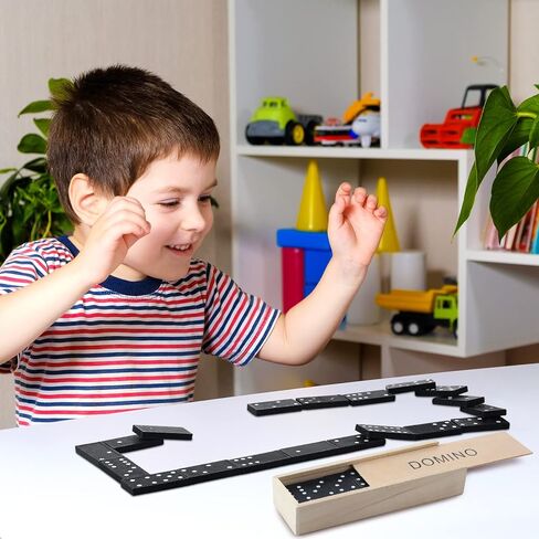 Deekin 50 حزمة صغيرة من الدومينو الخشبية مجموعة ألعاب لوحية صغيرة مزدوجة ستة لعبة دومينو مع علبة خشبية بلاط ألعاب كلاسيكية ألعاب تعليمية وقت الفراغ للمراهقين والبالغين هدايا الحفلات in Kuwait