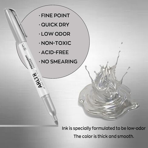 أقلام تحديد دائمة فضية معدنية من ARLTR، 36 قلم تحديد فضي معدني للتوضيح الفني، العلامات الصناعية، الحرف اليدوية، صناعة بطاقات الهدايا in Kuwait