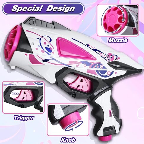 Zecong Dart Gun لبنادق Nerf الحمراء للفتيات، مسدس لعبة مسدس مع 20 قطعة من السهام الرغوية الناعمة، لعبة مسدسات رغوية لمسدس Nerf من عمر 5 إلى 7 سنوات، مسدس لعبة Bllet ناعم للفتيات والفتيان والأطفال والمراهقين in Kuwait