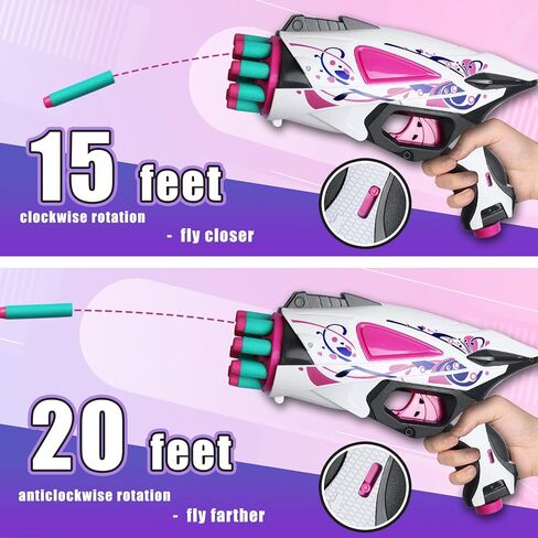 Zecong Dart Gun لبنادق Nerf الحمراء للفتيات، مسدس لعبة مسدس مع 20 قطعة من السهام الرغوية الناعمة، لعبة مسدسات رغوية لمسدس Nerf من عمر 5 إلى 7 سنوات، مسدس لعبة Bllet ناعم للفتيات والفتيان والأطفال والمراهقين in Kuwait