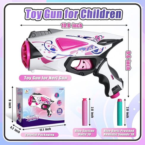Zecong Dart Gun لبنادق Nerf الحمراء للفتيات، مسدس لعبة مسدس مع 20 قطعة من السهام الرغوية الناعمة، لعبة مسدسات رغوية لمسدس Nerf من عمر 5 إلى 7 سنوات، مسدس لعبة Bllet ناعم للفتيات والفتيان والأطفال والمراهقين in Kuwait