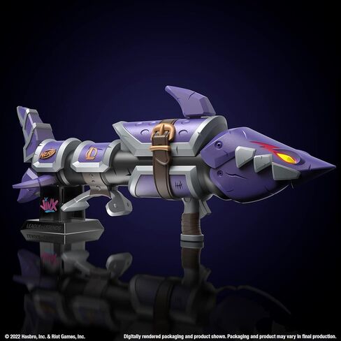 NERF LMTD League of Legends Jinx Fishbones Blaster, 18 Dart Drum, 18 Elite Darts, 3 Dart Burst, Display Stand in Saudi Arabia