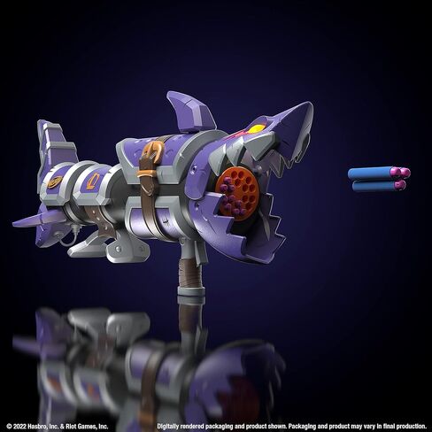 NERF LMTD League of Legends Jinx Fishbones Blaster, 18 Dart Drum, 18 Elite Darts, 3 Dart Burst, Display Stand in Saudi Arabia