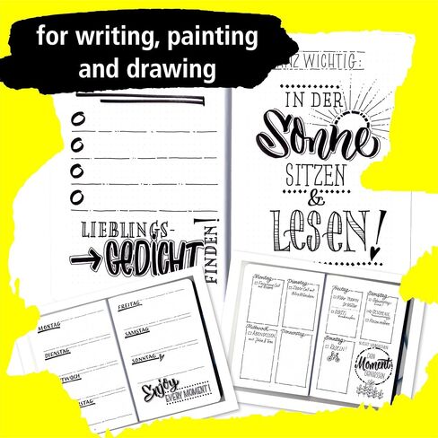 Online Black Lettering Set | 5 Black fineliner pens | Made in Austria | Assorted Point Sizes Includes Brush Pen, fine Liner Tips, and Calligraphy tip | Ink pens for Bullet Journal, Writing, Drawing in Saudi Arabia