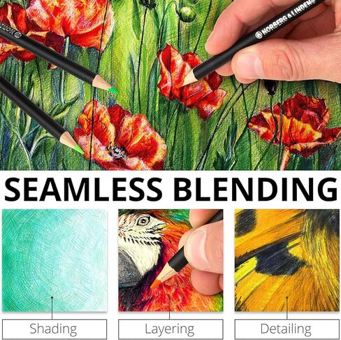 Norberg & Linden Colored Pencils for Adult Coloring, Premium 72 Color Pencils, Soft Core Coloring Set, Art Craft Supplies Gift for Kids and Beginners in Kuwait