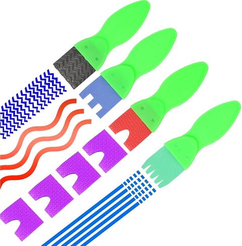 تايم سيتل مجموعة طلاء للاطفال - 31 قطعة من اسفنجات الطلاء للاطفال، تتضمن فرش اسفنجية وفرش طلاء اسفنجية وفرشاة بنمط زهور ومريلة مقاومة للماء ومجموعة فرش in Kuwait