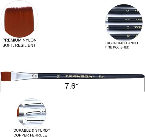 مجموعة فرش طلاء احترافية مكونة من 12 قطعة من ترانسون لطلاء الوجه بألوان مائية من الأكريليك وحبر الغواش والصخور الحرفية in Kuwait