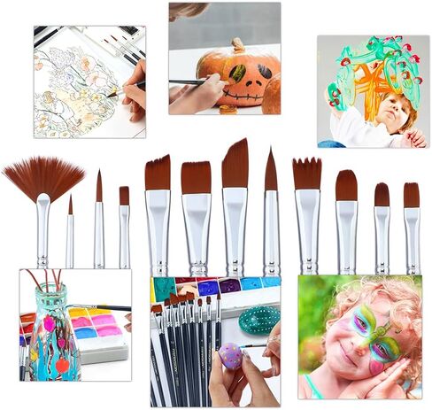 مجموعة فرش طلاء احترافية مكونة من 12 قطعة من ترانسون لطلاء الوجه بألوان مائية من الأكريليك وحبر الغواش والصخور الحرفية in Kuwait