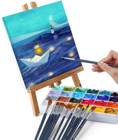 مجموعة فرش طلاء احترافية مكونة من 12 قطعة من ترانسون لطلاء الوجه بألوان مائية من الأكريليك وحبر الغواش والصخور الحرفية in Kuwait