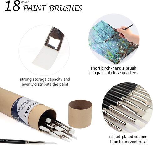Falling in Art Gold Nylon Hair Paint Brushes for Acrylic Painting, 14PCS Watercolor Paint Brush Set, Long Handled Nylon Oil Paintbrushes for Kids, Adults, Beginners, and Professionals in Kuwait