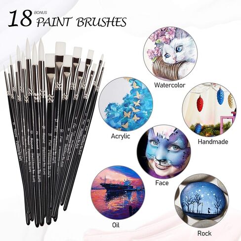 Falling in Art Gold Nylon Hair Paint Brushes for Acrylic Painting, 14PCS Watercolor Paint Brush Set, Long Handled Nylon Oil Paintbrushes for Kids, Adults, Beginners, and Professionals in Kuwait
