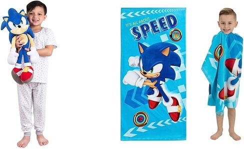 Franco Sonic The Hedgehog Super Soft Plush Cuddle Buddy and Beach Towel Bundle in Kuwait