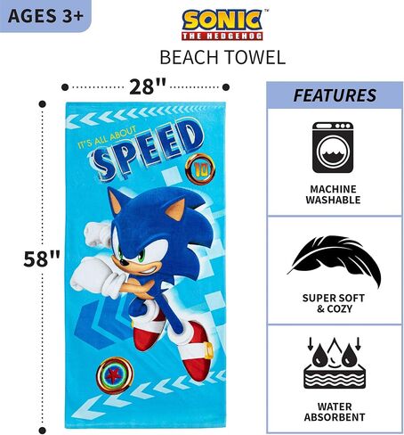 Franco Sonic The Hedgehog Super Soft Plush Cuddle Buddy and Beach Towel Bundle in Kuwait