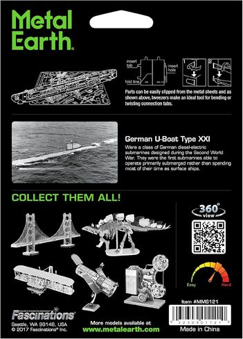 Metal Earth German U-Boat Type XXI 3D Metal Model Kit Bundle with Tweezers Fascinations in Saudi Arabia