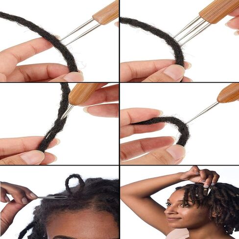 6 قطع من ملحقات AlyBoto Dreadlock، خطاف كروشيه Dreadlock، أداة قفل الشعر، إبر الكروشيه للشعر، مجموعة كروشيه Dreadlock، مقبض من الخيزران، مجموعة كروشيه (6 قطع) in Kuwait