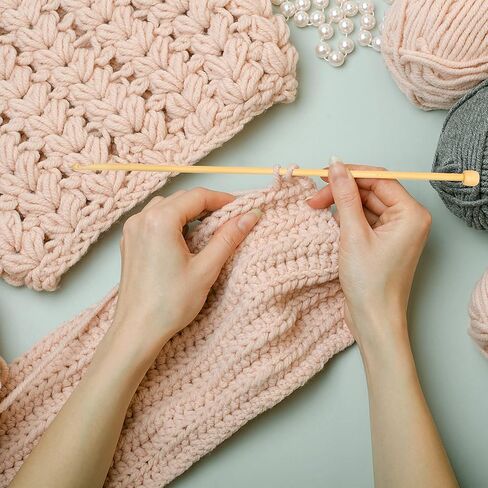 مجموعة خطافات كروشيه تونسية (13 انش) - خطاف كروشيه من الخيزران - مجموعة حياكة خفيفة الوزن وناعمة بقطر 3.5 ملم الى 10 ملم - خطافات كروشيه منحنية تدوم طويلا مع شنطة - مجموعة كروشيه للحياكة والكروشيه in Kuwait