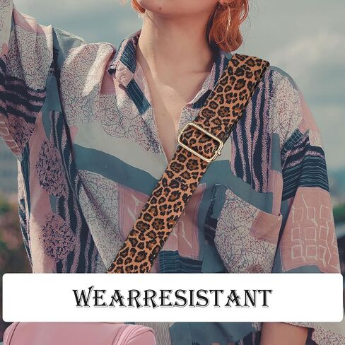 أشرطة محفظة واسعة من JOCAHULFX، قابلة للتعديل مقاس 31.5-55 بوصة حزام كتف بديل لمحفظة كروس وحقيبة يد قماشية للنساء - جلد الفهد in Kuwait