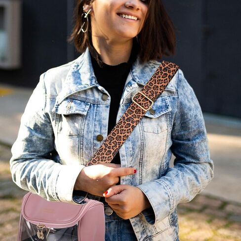 أشرطة محفظة واسعة من JOCAHULFX، قابلة للتعديل مقاس 31.5-55 بوصة حزام كتف بديل لمحفظة كروس وحقيبة يد قماشية للنساء - جلد الفهد in Kuwait