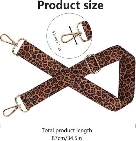 أشرطة محفظة واسعة من JOCAHULFX، قابلة للتعديل مقاس 31.5-55 بوصة حزام كتف بديل لمحفظة كروس وحقيبة يد قماشية للنساء - جلد الفهد in Kuwait