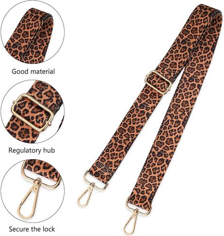 أشرطة محفظة واسعة من JOCAHULFX، قابلة للتعديل مقاس 31.5-55 بوصة حزام كتف بديل لمحفظة كروس وحقيبة يد قماشية للنساء - جلد الفهد in Kuwait