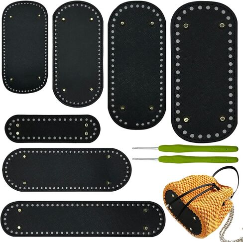 Yayatty 4 Color PU Leather Bag Bottom Base Crochet Bag Bottom, Rectangle Knitting Crochet Bags Bottom for Bags, DIY Shoulder Bag Crochet Accessories, Purse Making Supplies, 18 x 8cm in Saudi Arabia