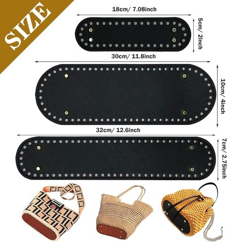 Yayatty 4 Color PU Leather Bag Bottom Base Crochet Bag Bottom, Rectangle Knitting Crochet Bags Bottom for Bags, DIY Shoulder Bag Crochet Accessories, Purse Making Supplies, 18 x 8cm in Saudi Arabia